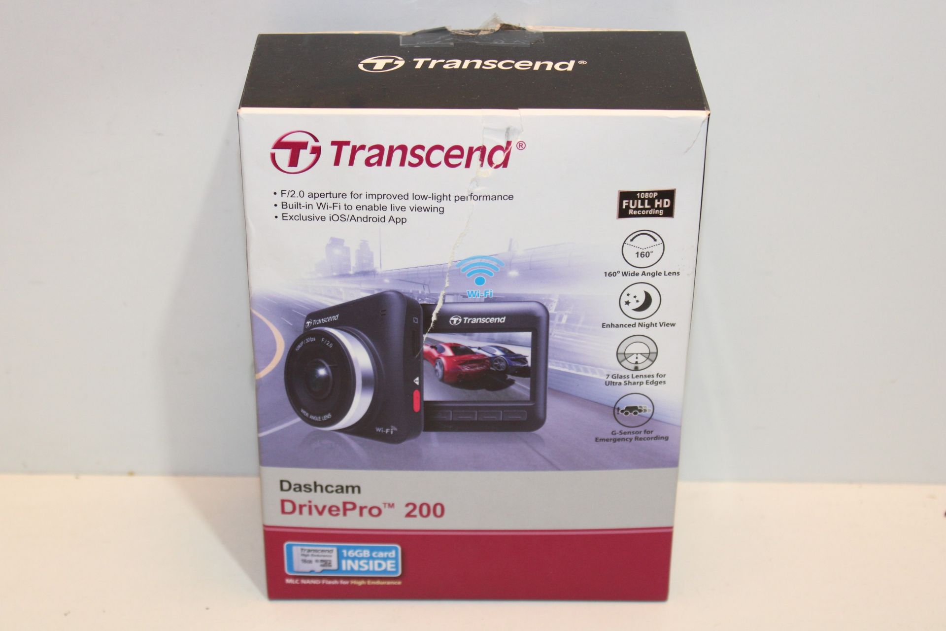 RRP £66.94 Transcend 16GB DrivePro 200 Car Video Recorder with Built-In Wi-Fi