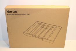 RRP £21.97 Harcas Bamboo Cutlery Tray. 6-8 Compartment Utensil