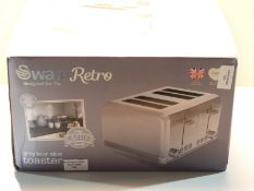 RRP £43.99 Swan ST19020GRN 4 Slice Retro Toaster (Grey)