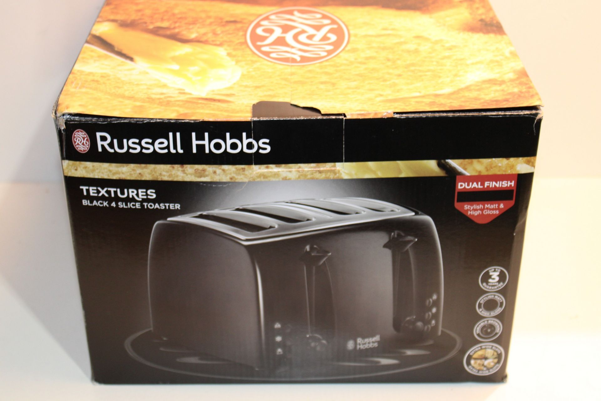 RRP £29.00 Russell Hobbs 21651 Textures 4-Slice Toaster 21651-Black, Plastic, Black