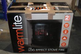 RRP £129.99 Warmlite Bath Log Effect Electric Stove Fire with Adjustable Thermostat Control