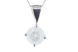 18ct White Gold Single Stone Prong Set Diamond Pendant 1.42 Carats - Valued by GIE £14,595.00 - 18ct