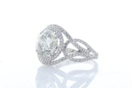 18ct White Gold Single Stone With Halo Setting Ring 5.17 Carats - Valued by IDI £76,000.00 - 18ct