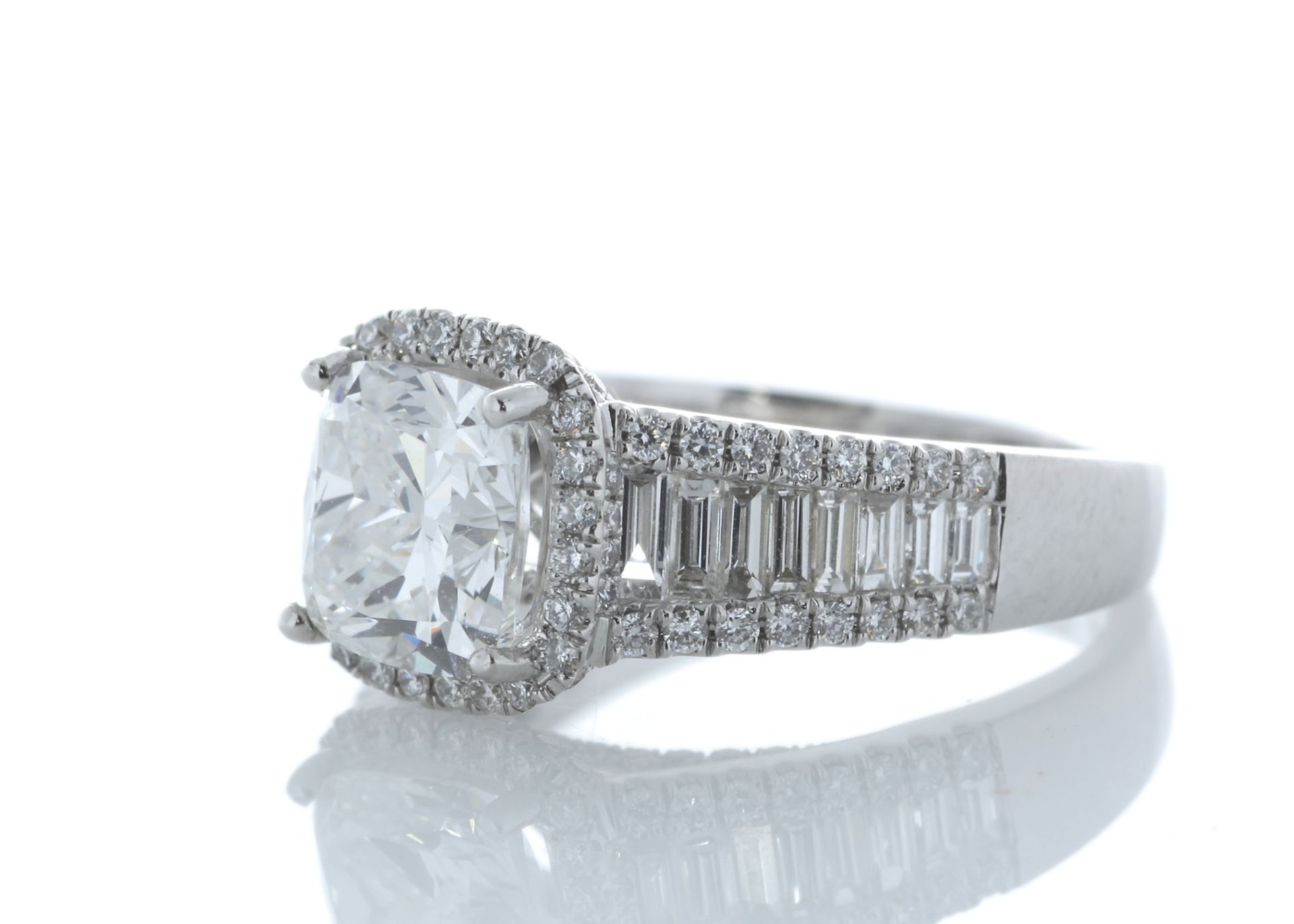 18ct White Gold Single Stone With Halo Setting Ring 3.14 Carats - Valued by IDI £62,900.00 - 18ct - Image 2 of 5