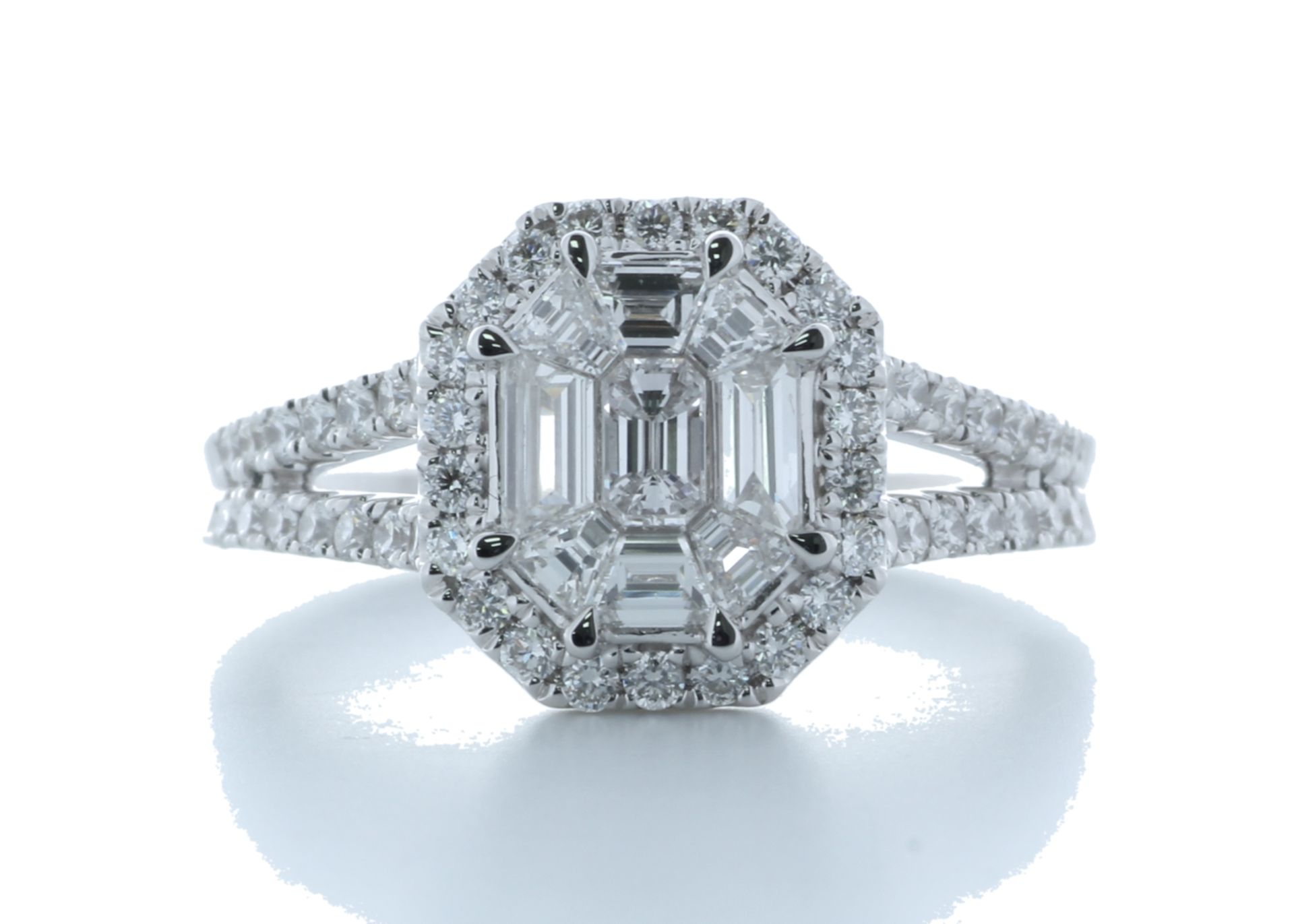 18ct White Gold Single Stone With Halo Setting Ring 1.20 Carats - Valued by AGI £12,450.00 - 18ct