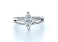 18ct White Gold Marquise Cut Diamond Ring 1.41 (1.11) Carats - Valued by IDI £13,950.00 - 18ct White