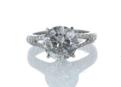 18ct White Gold Single Stone Prong Set With Stone Set Shoulders Diamond Ring 3.67 Carats - Valued by