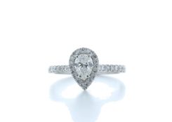 18ct White Gold Single Stone With Halo Setting Ring 0.91 (0.51) Carats - Valued by IDI £6,250.00 -