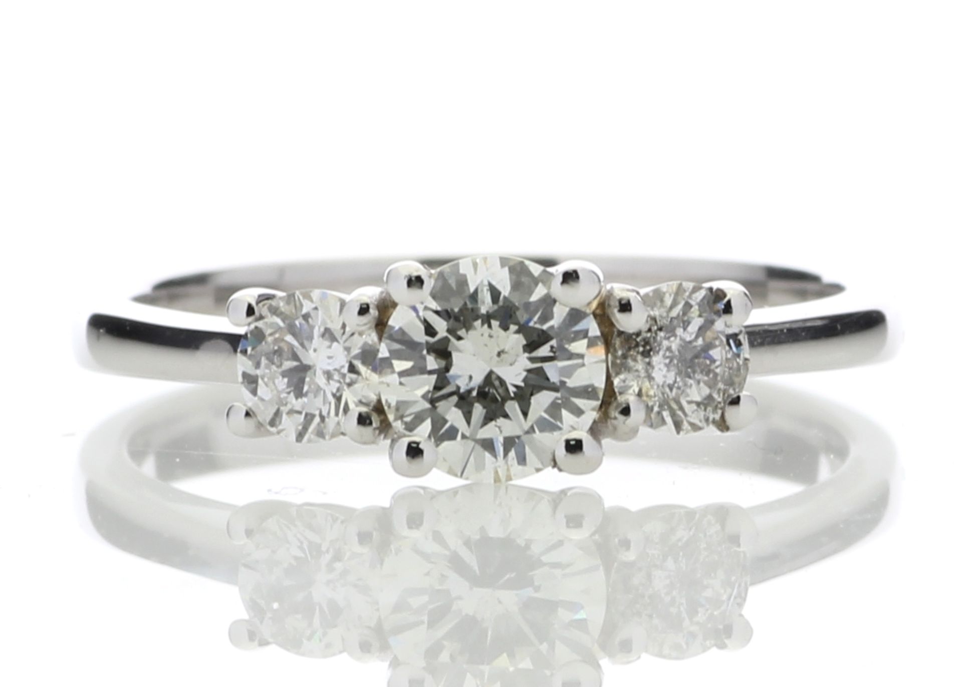 18ct White Gold Three Stone Claw Set Diamond Ring 0.77 Carats - Valued by GIE £14,595.00 - 18ct