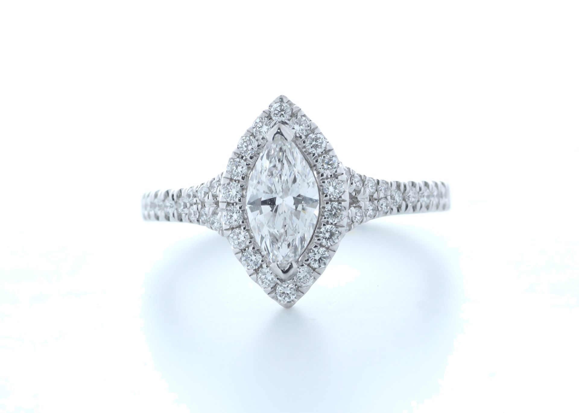 18ct White Gold Single Stone With Halo Setting Ring 1.04 (0.66) Carats - Valued by IDI £9,500.00 -