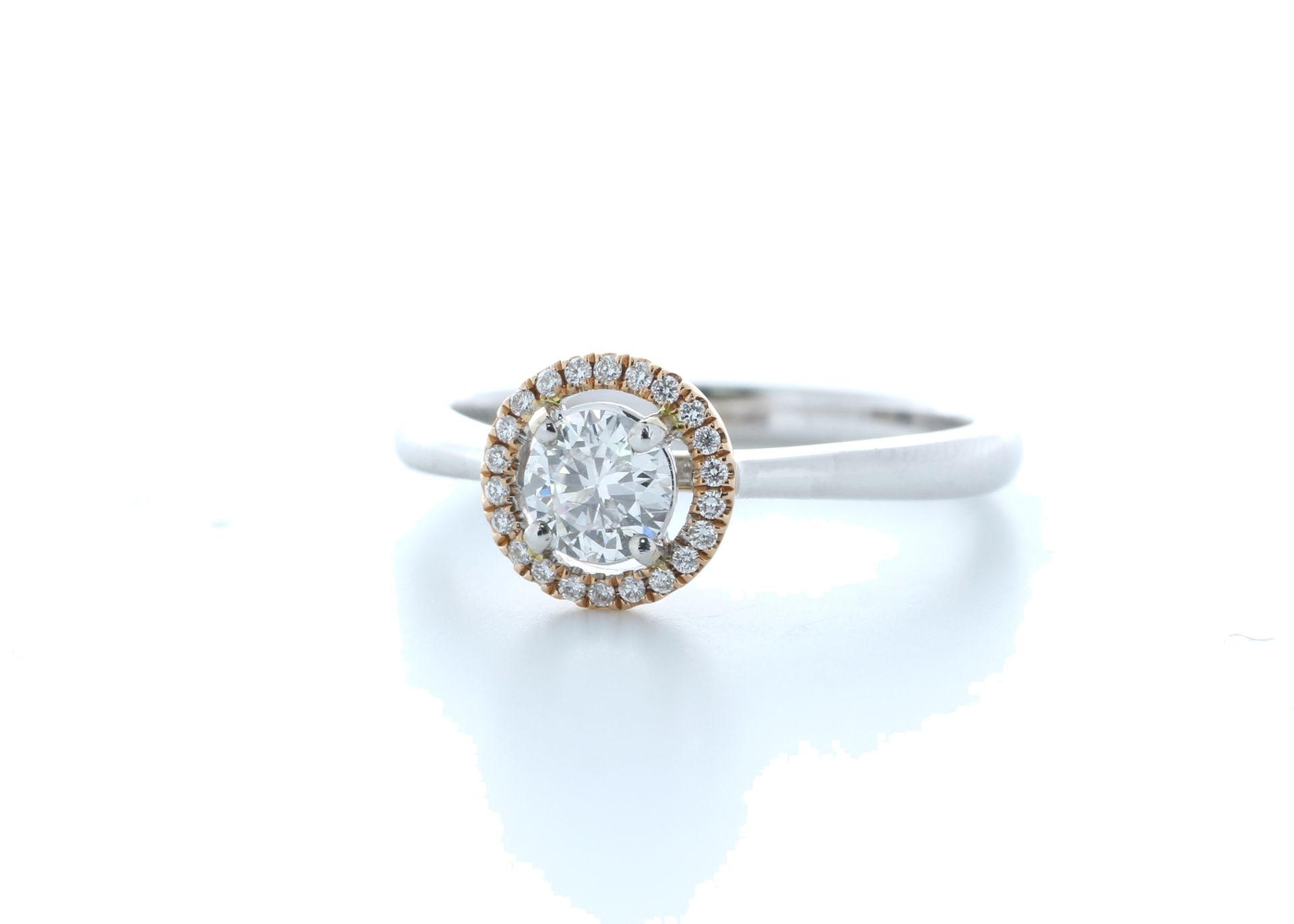 18ct White Gold Single Stone With Halo Setting Ring 0.52 (0.42) Carats - Valued by IDI £4,850.00 - - Image 2 of 5
