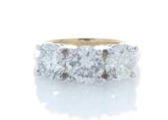 18ct Yellow Gold Three Stone Claw Set Diamond Ring 3.37 Carats - Valued by GIE £26,995.00 - 18ct