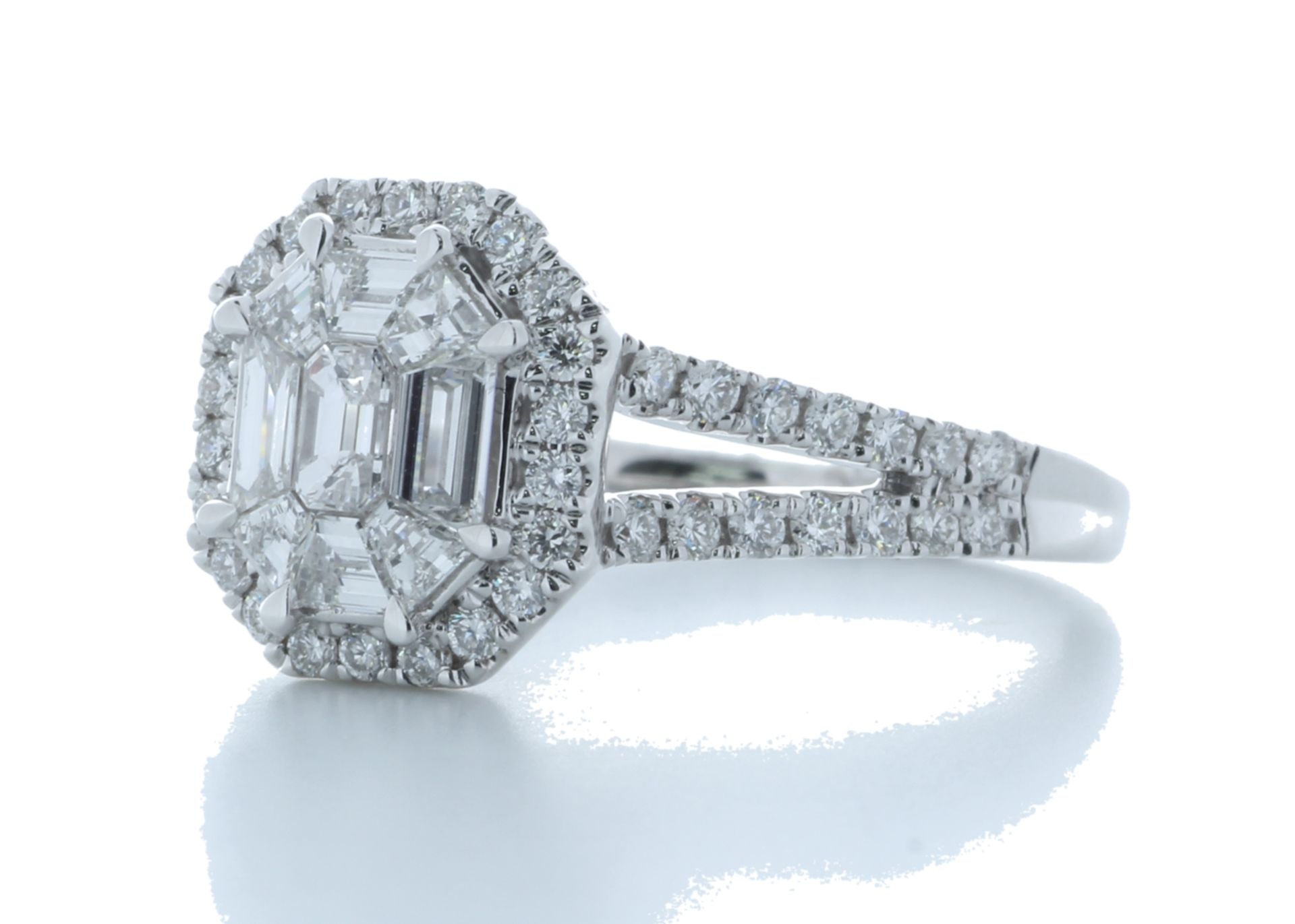 18ct White Gold Single Stone With Halo Setting Ring 1.20 Carats - Valued by AGI £12,450.00 - 18ct - Image 2 of 3