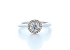 18ct White Gold Single Stone With Halo Setting Ring 0.52 (0.42) Carats - Valued by IDI £4,850.00 -