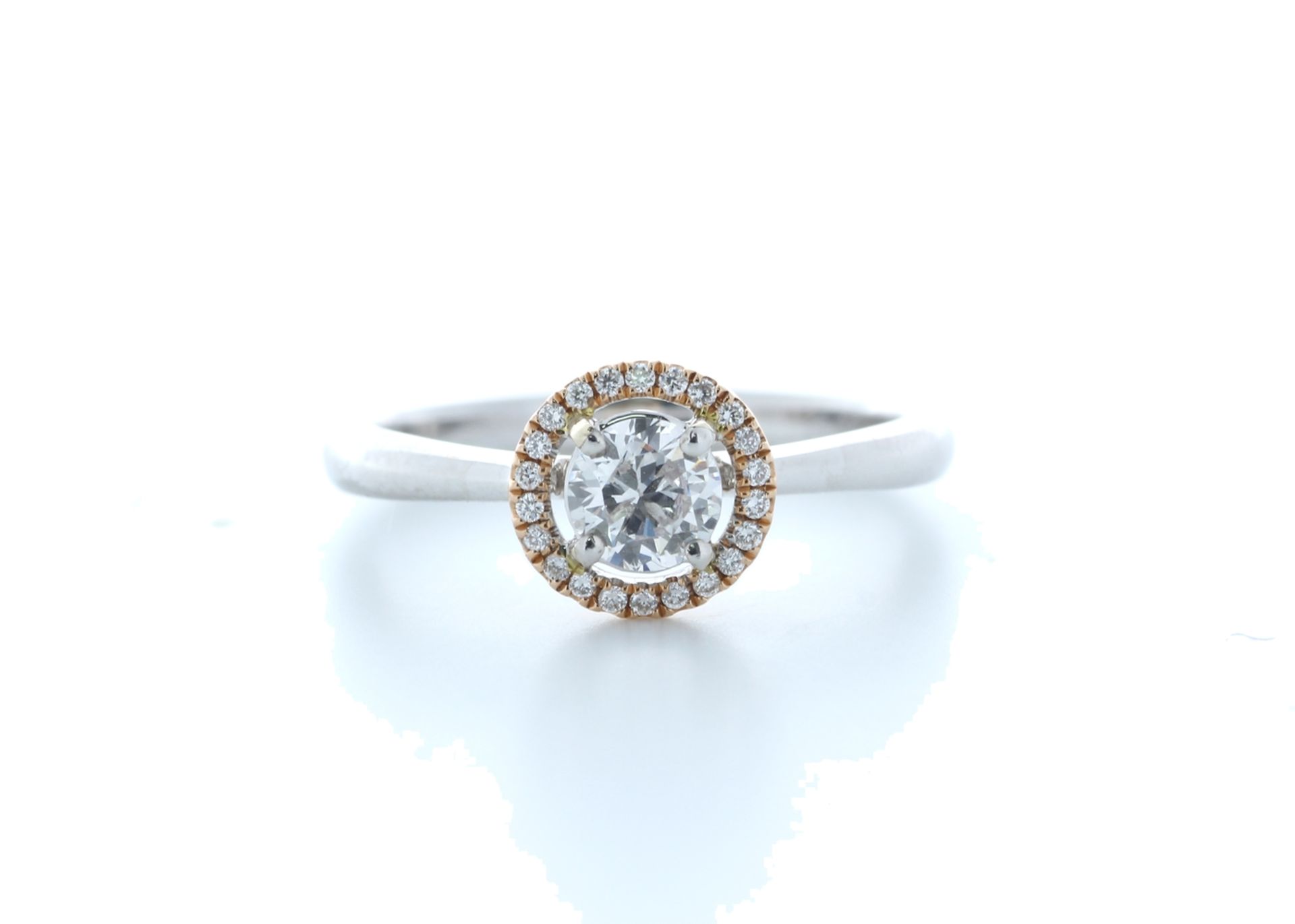 18ct White Gold Single Stone With Halo Setting Ring 0.52 (0.42) Carats - Valued by IDI £4,850.00 -