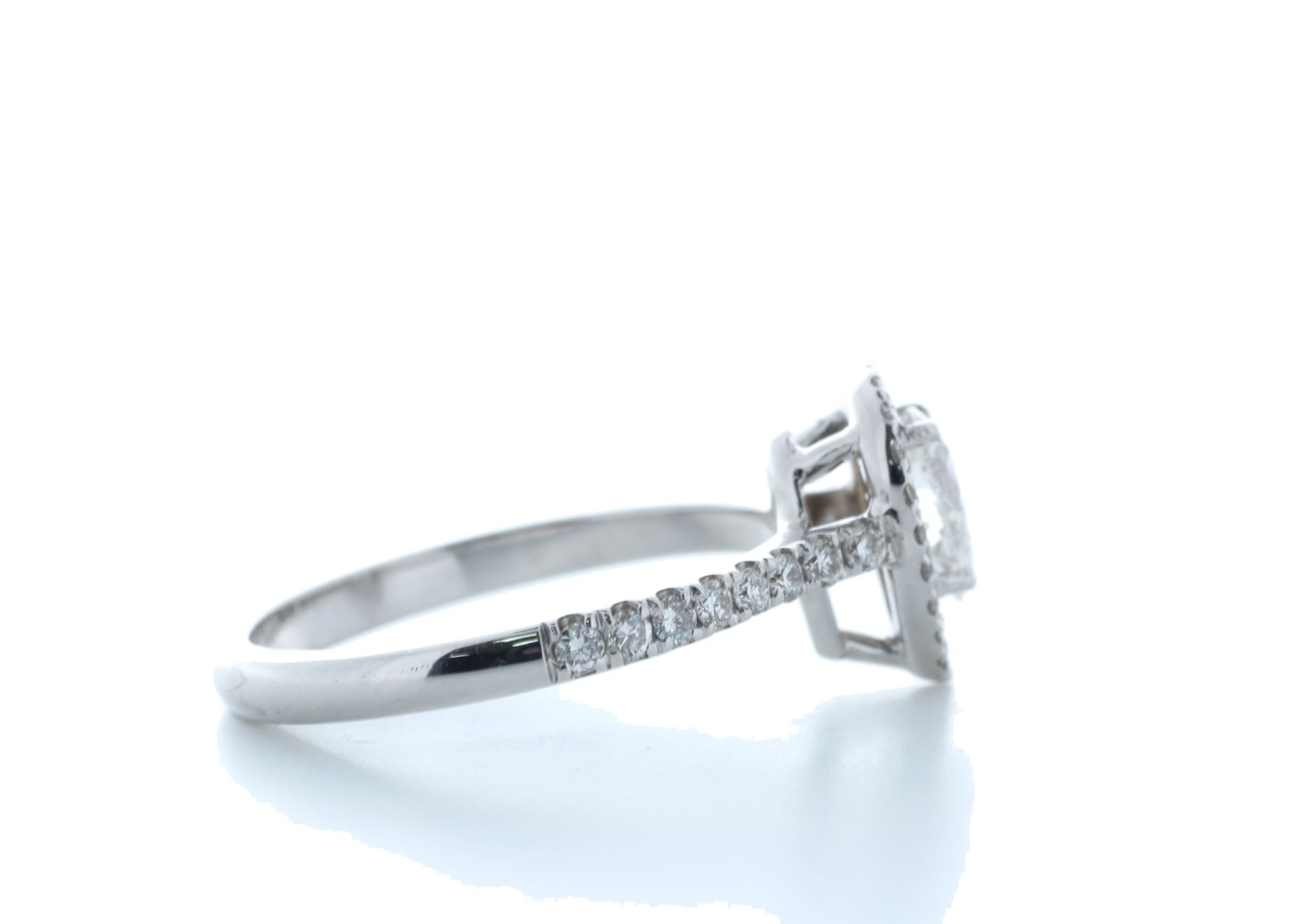 18ct White Gold Single Stone With Halo Setting Ring 0.91 (0.51) Carats - Valued by IDI £6,250.00 - - Image 4 of 5
