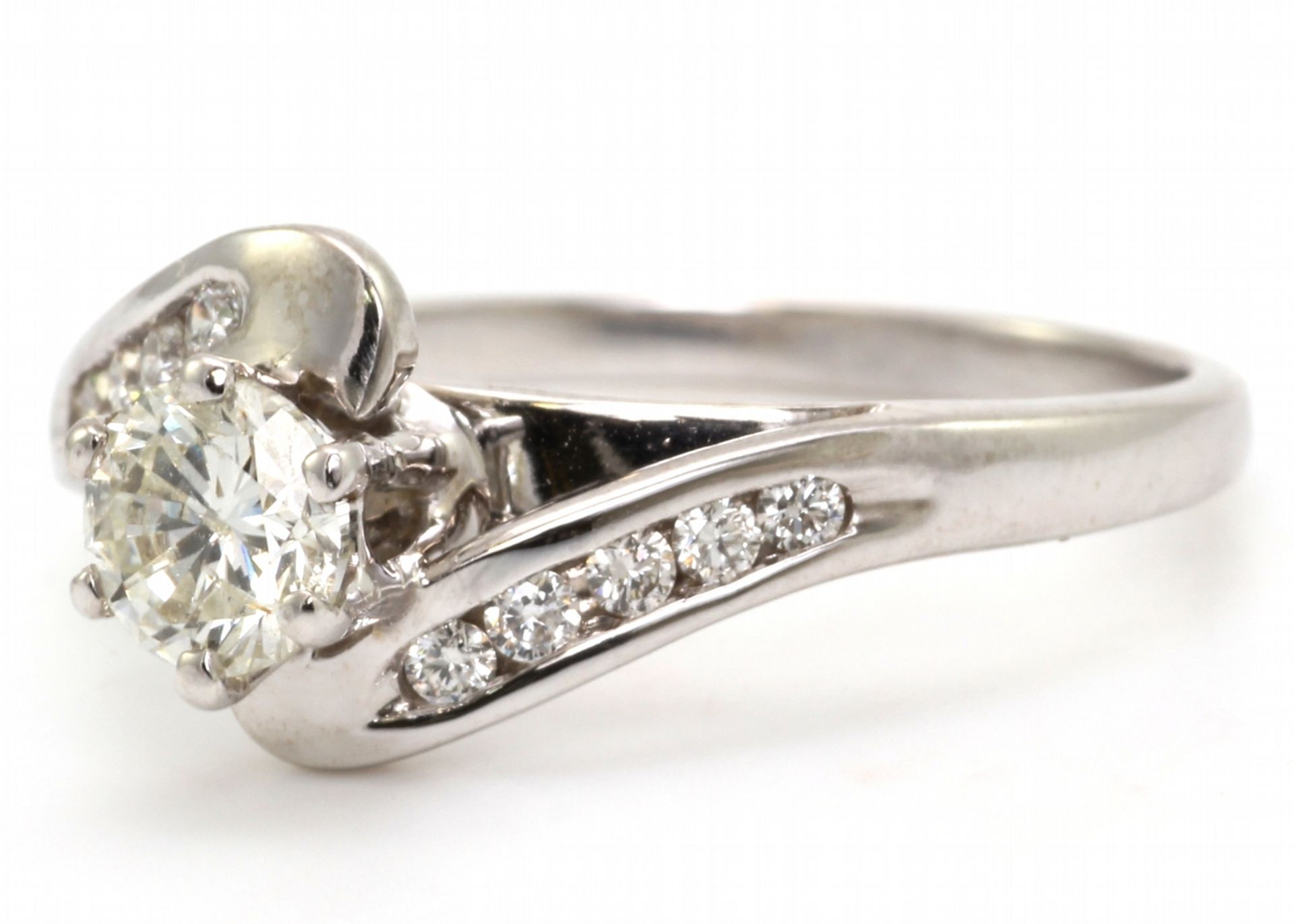 18ct White Gold Single Stone Fancy Set Diamond Ring (0.51) 0.65 Carats - Valued by AGI £3,080.00 - - Image 2 of 4