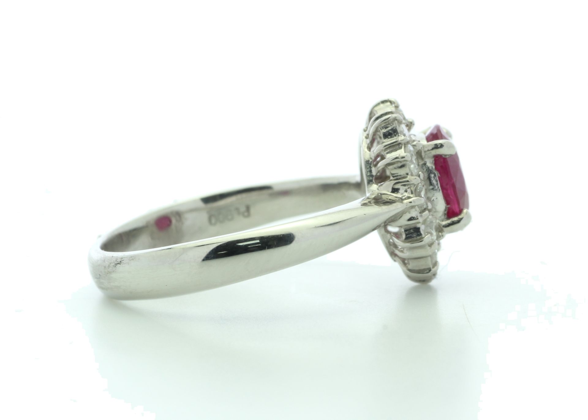 Platinum Diamond And Ruby Ring (R1.10) 0.35 Carats - Valued by IDI £7,250.00 - Platinum Diamond - Image 4 of 5