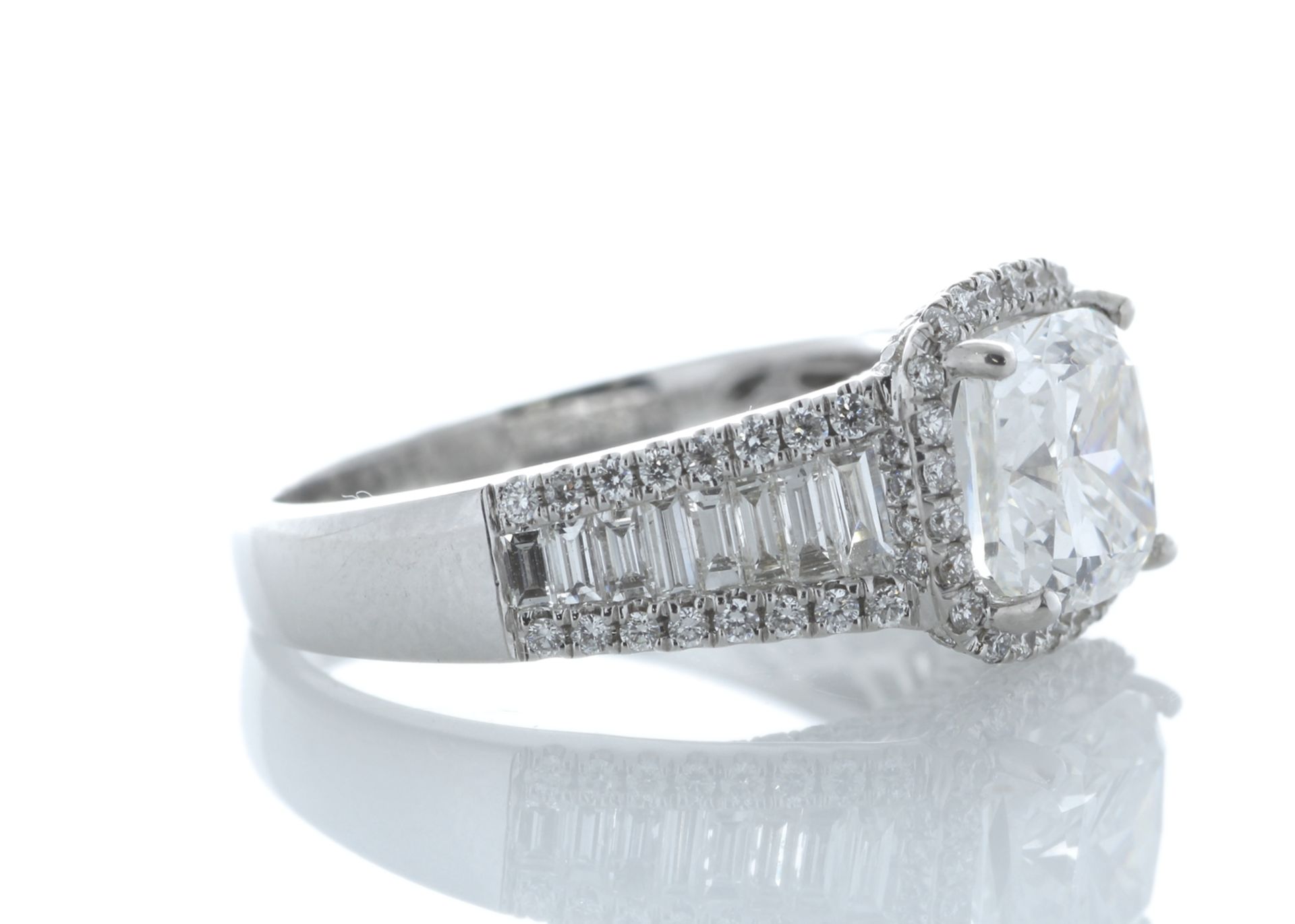 18ct White Gold Single Stone With Halo Setting Ring 3.14 Carats - Valued by IDI £62,900.00 - 18ct - Image 4 of 5