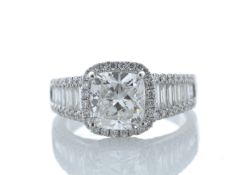 18ct White Gold Single Stone With Halo Setting Ring 3.14 Carats - Valued by IDI £62,900.00 - 18ct