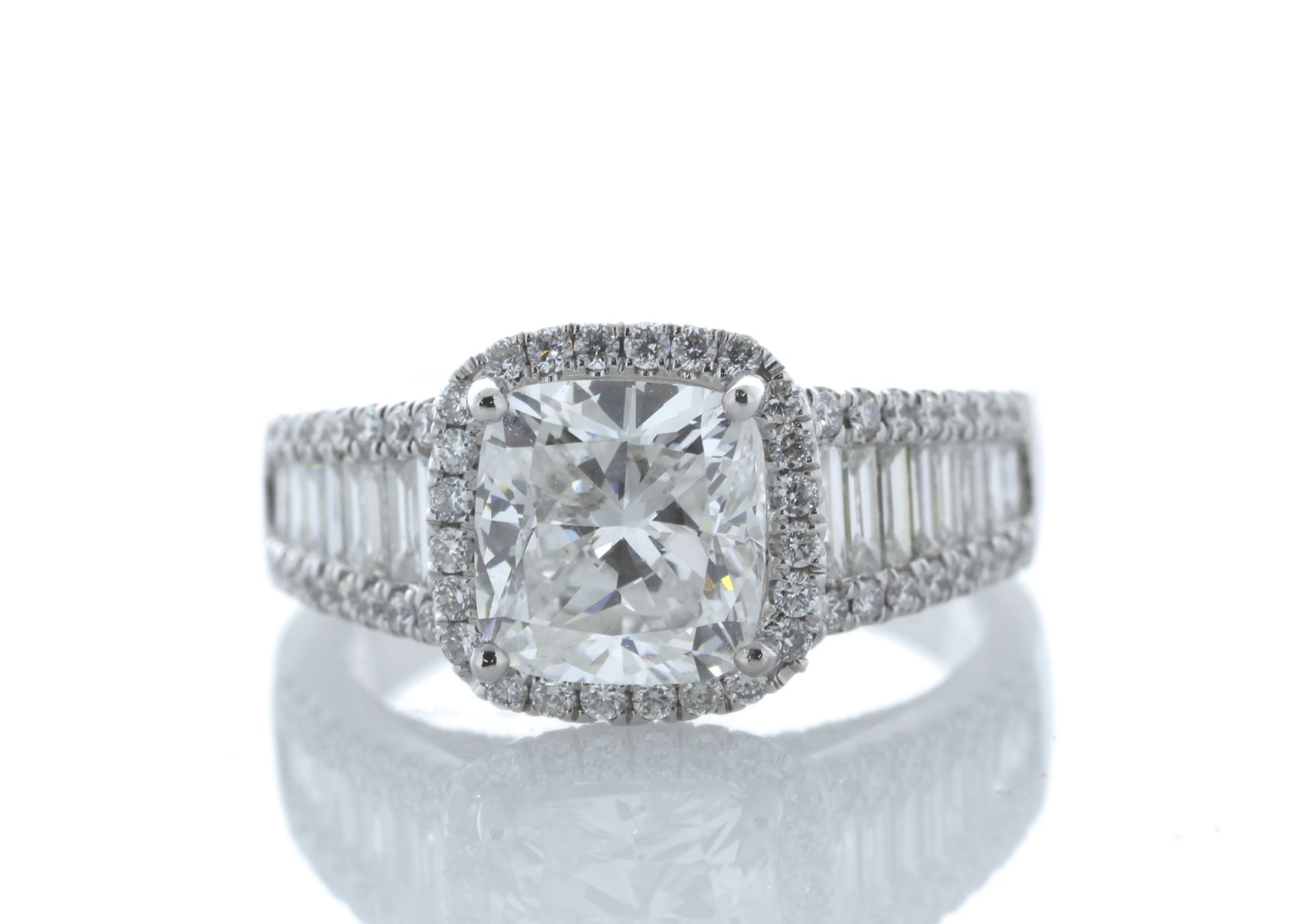 18ct White Gold Single Stone With Halo Setting Ring 3.14 Carats - Valued by IDI £62,900.00 - 18ct