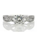 18ct White Gold Single Stone Claw Set With Stone Set Shoulders Diamond Ring (1.03) 1.32 Carats -