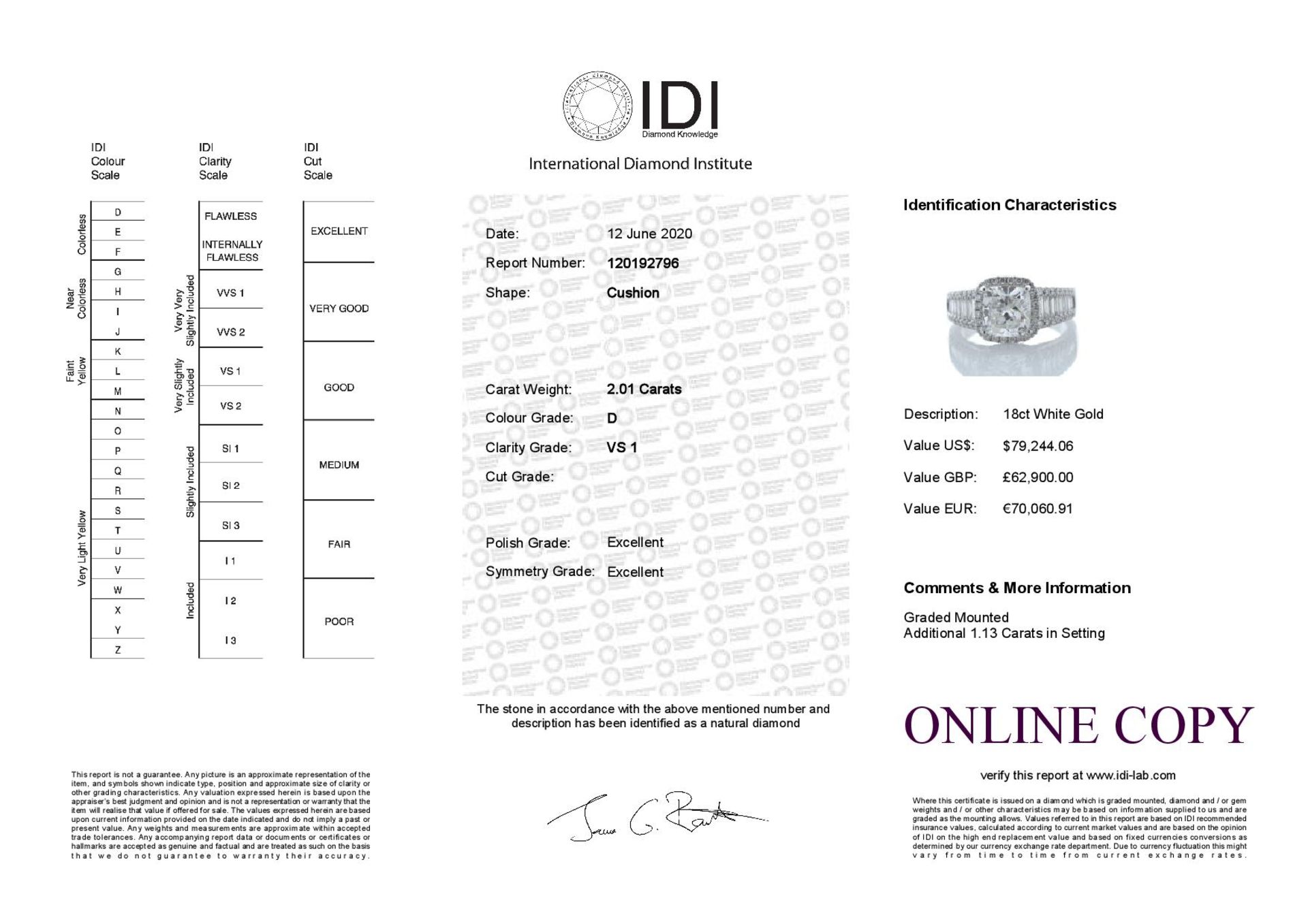 18ct White Gold Single Stone With Halo Setting Ring 3.14 Carats - Valued by IDI £62,900.00 - 18ct - Image 5 of 5