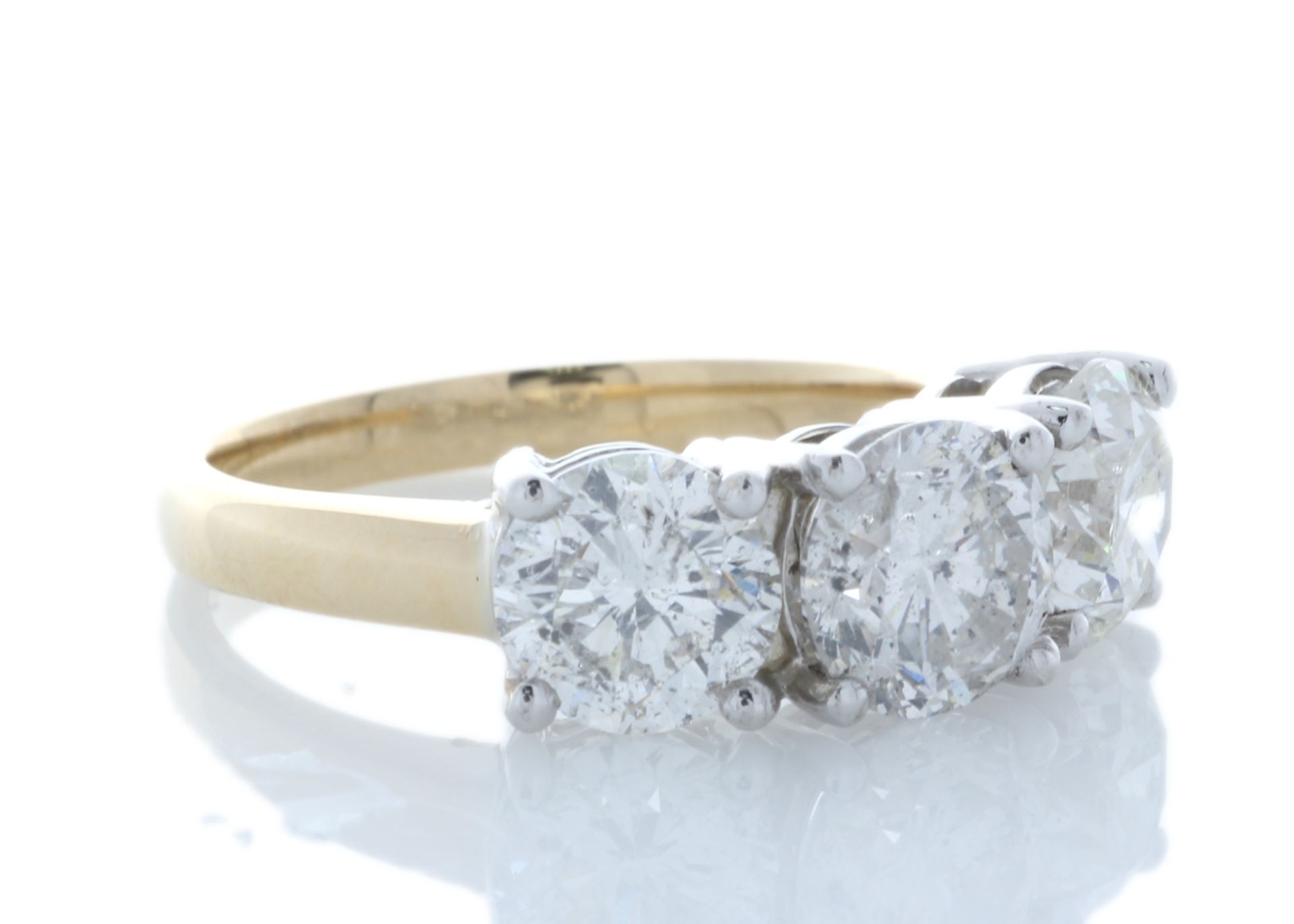 18ct Yellow Gold Three Stone Claw Set Diamond Ring 3.37 Carats - Valued by GIE £26,995.00 - 18ct - Image 4 of 5