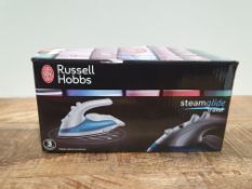 RRP £14.95 Russell Hobbs Steam Glide Travel Iron 22470, 760 W - White and Blue