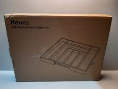 RRP £21.97 Harcas Bamboo Cutlery Tray. 6-8 Compartment Utensil