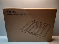 RRP £21.97 Harcas Bamboo Cutlery Tray. 6-8 Compartment Utensil