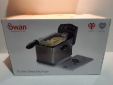 RRP £28.99 Swan 3L Stainless Steel Deep Fat Fryer with Viewing Window and Safety Cut Out