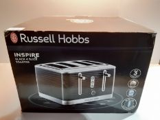 RRP £39.99 Russell Hobbs 24381 Inspire High Gloss Plastic Four Slice Toaster, Black