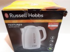 RRP £20.00 Russell Hobbs 21270 Textures Plastic Kettle, 1.7 Litre, 3000 W, White