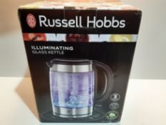 RRP £39.99 Russell Hobbs 21600-10 Illuminating Glass Kettle, Black, 1.7 Litre, 3000 Watt