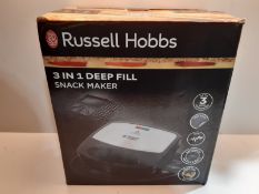 RRP £25.00 Russell Hobbs 4008496937660 RU-24540 3-in-1 Sandwich/Panini and Waffle Maker