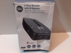 RRP £16.90 SLx 27822BMR 2 Way TV Aerial Signal Booster with IR Bypass - Grey