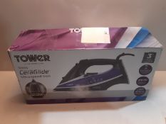 RRP £29.99 Tower T22013PR CeraGlide Ultra-Speed Steam Iron with Variable Steam Function