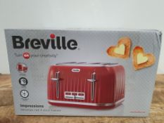 RRP £46.54 Breville VTT783 Impressions 4-Slice Toaster with High-Lift and Wide Slots, Red