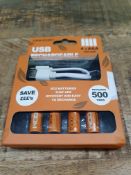 RRP £13.06 UNI-COM USB Rechargeable AAA Ni-MH Batteries 4 Pack inc Micro USB Cable 450mAh
