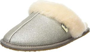 BRAND NEW BOXED Lazy Dogz Women's Gracie Open Back Slippers, Silver (Silver), 4 UK RRP £25