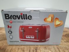 RRP £46.54 Breville VTT783 Impressions 4-Slice Toaster with High-Lift and Wide Slots, Red