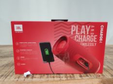 JBL Charge 4 Portable Bluetooth Speaker and Power Bank with Rechargeable Battery – Waterproof – Red