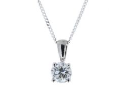 9ct White Gold Single Stone Wire Set Diamond Pendant 0.40 Carats - Valued by GIE £7,740.00 - 9ct