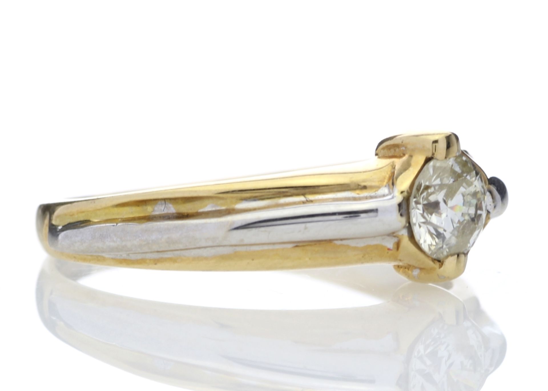 18ct Two Tone Single Stone Rub Over Set Diamond Ring 0.35 Carats - Valued by GIE £7,450.00 - A - Image 4 of 5