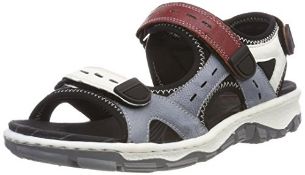 BRAND NEW Rieker Women's 68872 Closed Toe Sandals, Mehrfarbig (Adria/Bianco/rosso/schwarz), 3.5