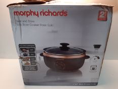 RRP £32.50 Morphy Richards Sear and Stew Slow Cooker 460016 Black and Rose Gold