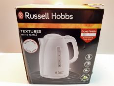 RRP £19.99 Russell Hobbs 21270 Textures Plastic Kettle, 1.7 Litre, 3000 W, White
