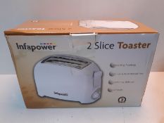 RRP £12.39 Infapower X551 2 Slice Toaster - White