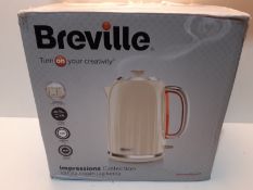 RRP £53.10 Breville Impressions Electric Kettle, 1.7 Litre, 3 KW Fast Boil, Cream [VKJ956]